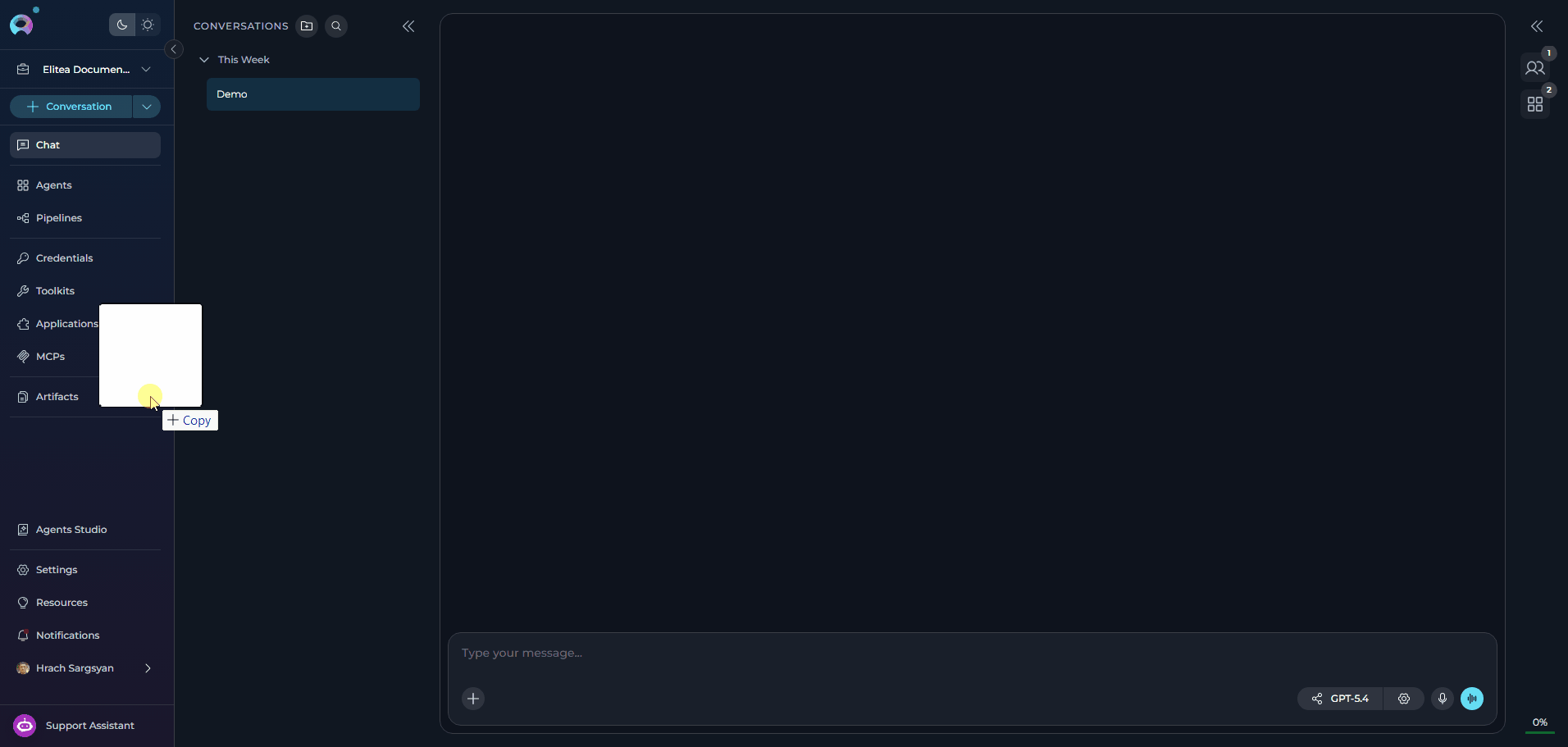 Chat UI with Attached Image Thumbnails