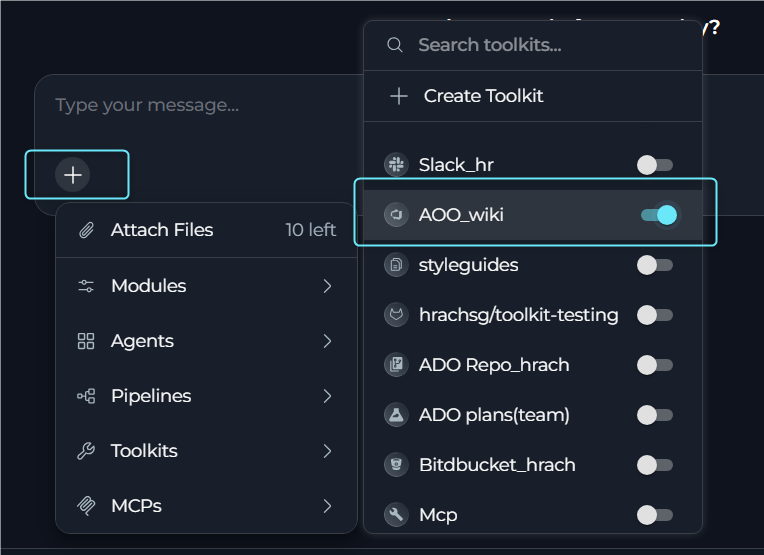 Add Toolkit to Chat
