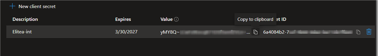 Client Secret Value