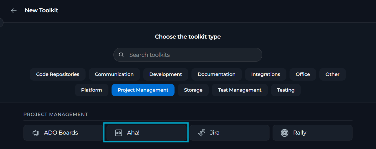 Aha! Toolkit integration