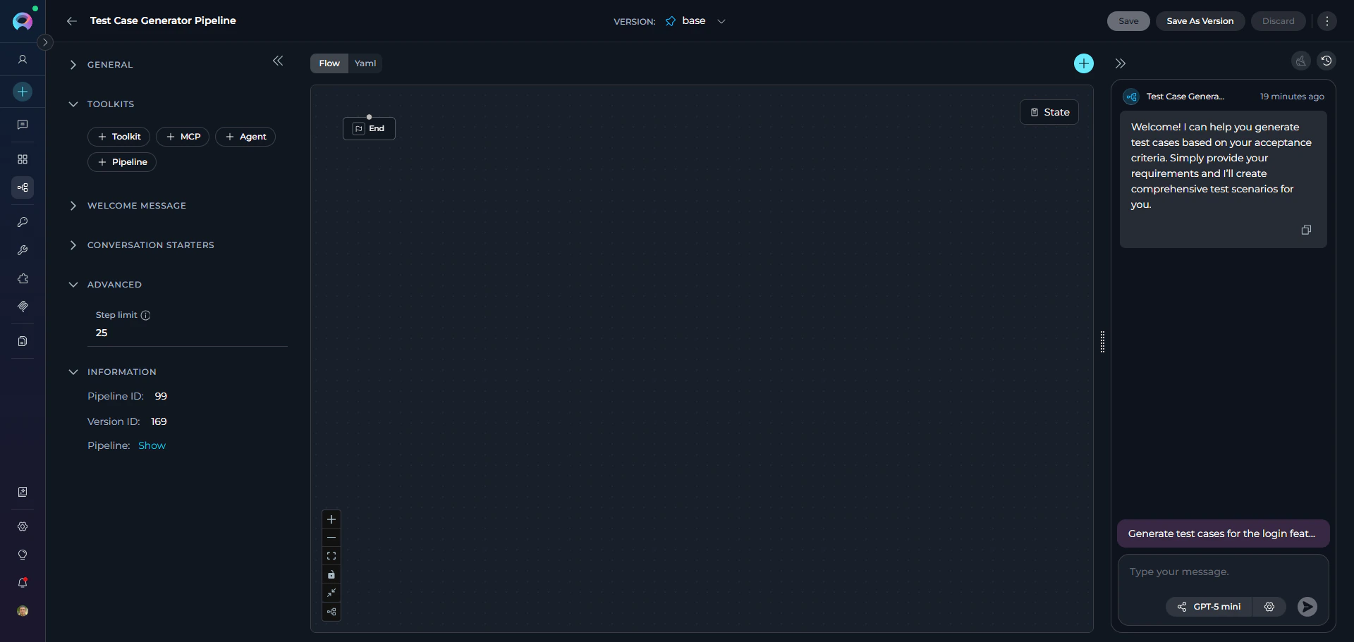 Pipeline Editor Page