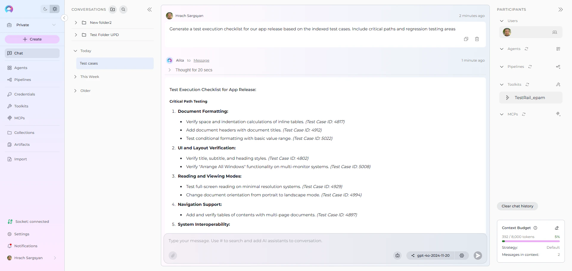 TestRail Checklist Analysis