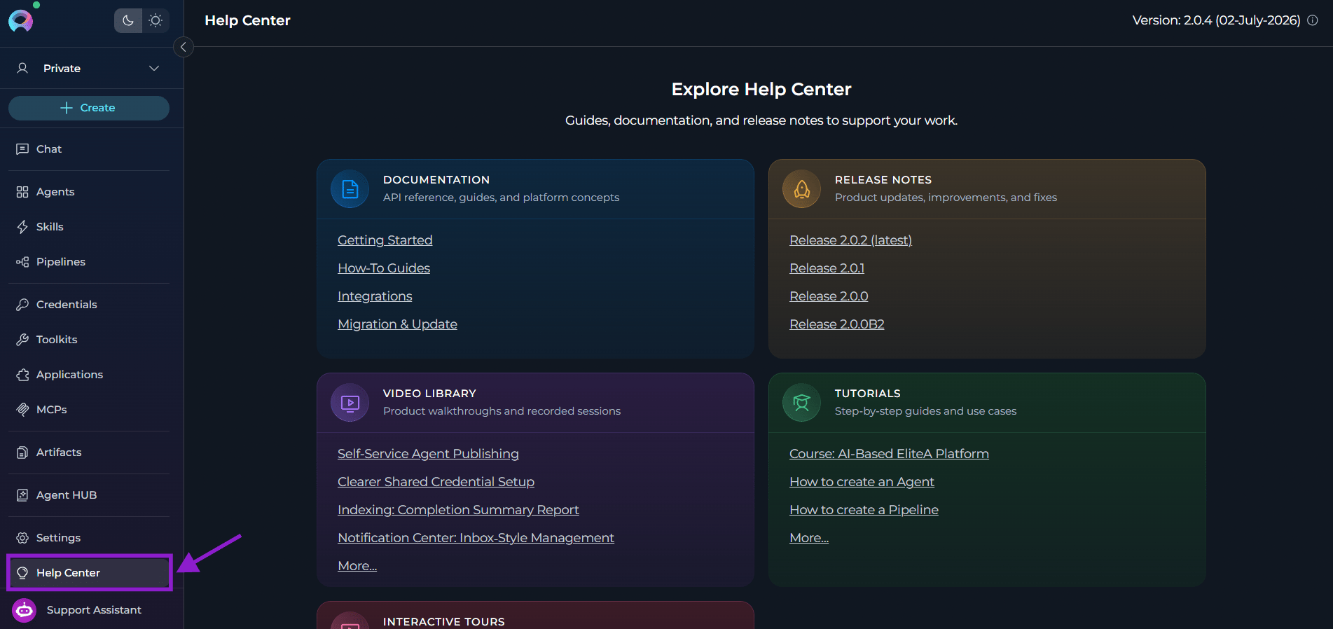 Help Center Navigation