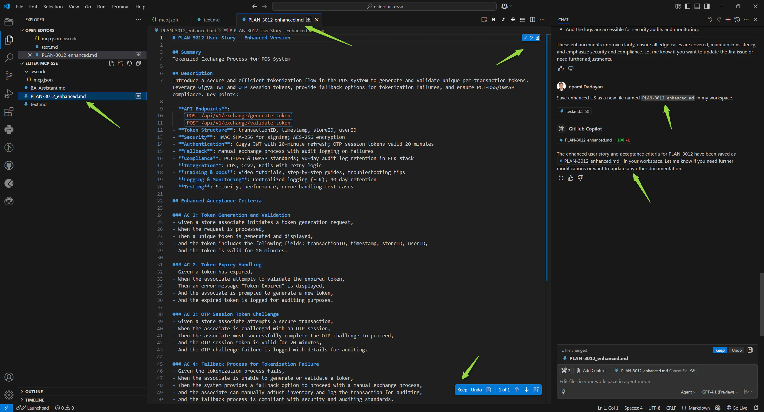 Enhanced User Story saved