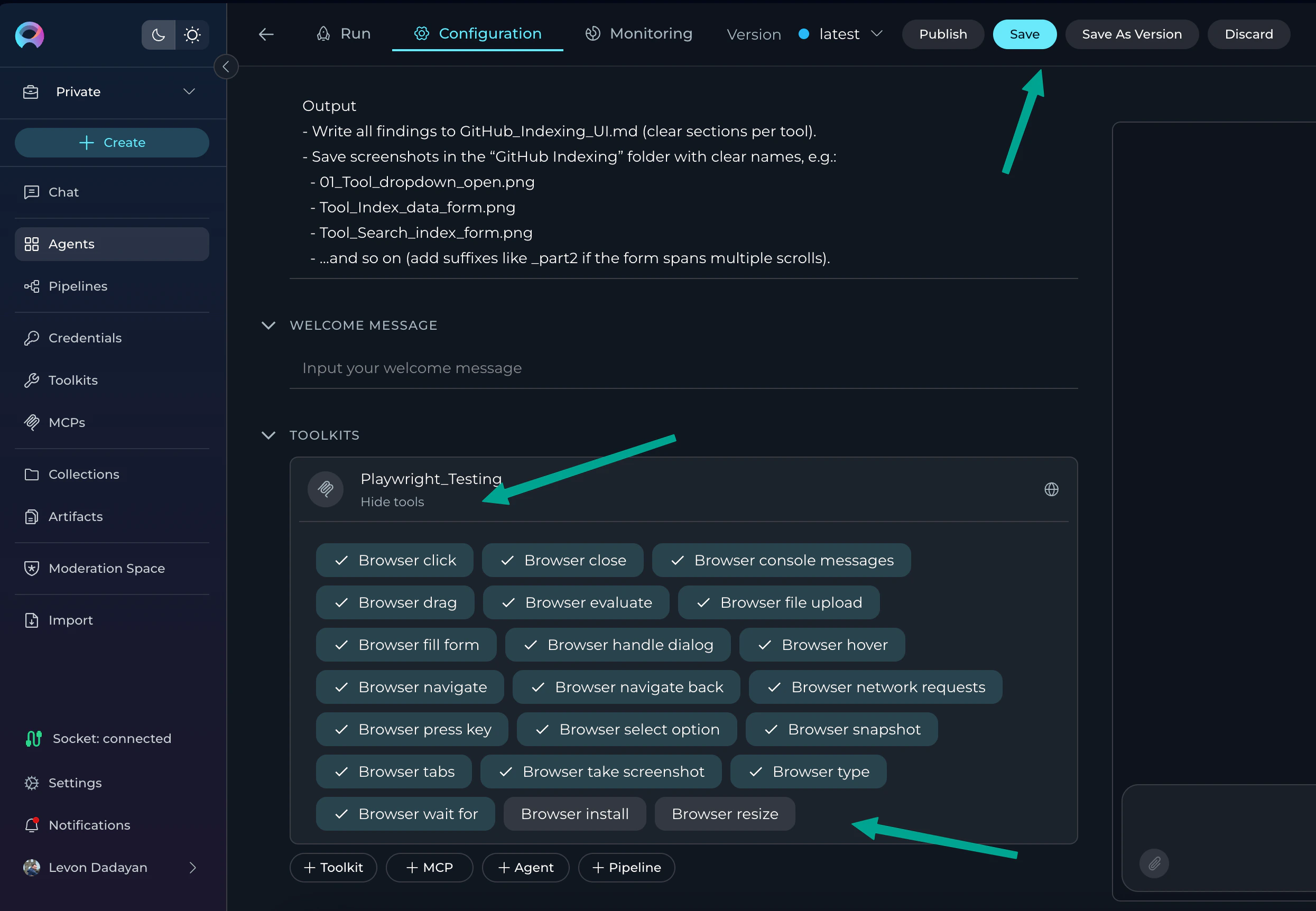 Select Tools for Toolkit