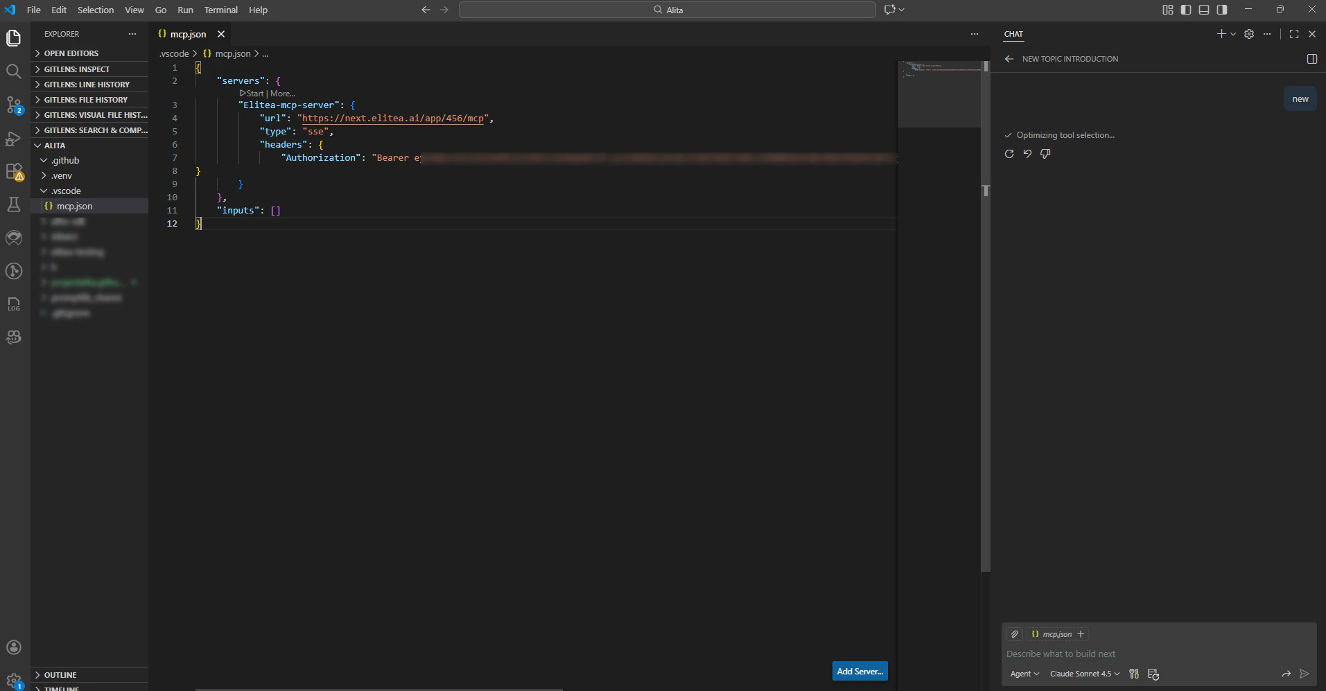Add Token to mcp.json