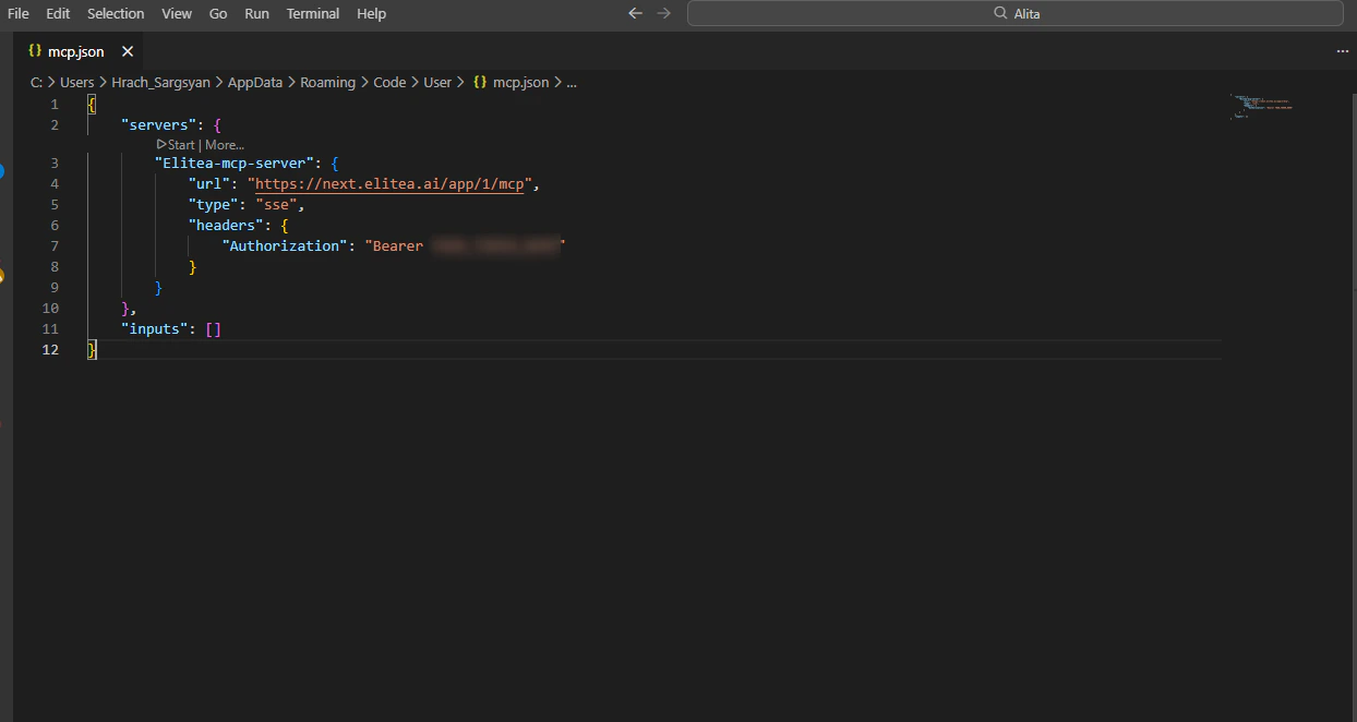 Add Token to mcp.json