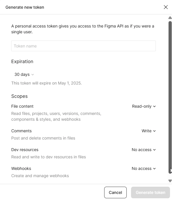 Figma-NewPersonalAccessToken