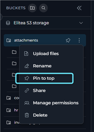 The pin icon on a bucket in the sidebar.