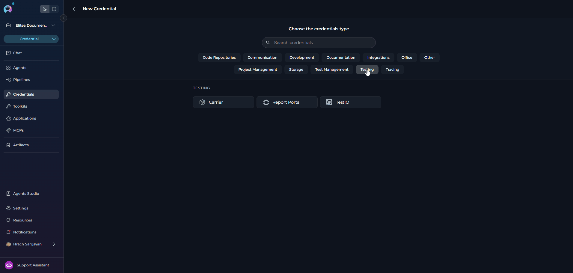Carrier Credential Setup