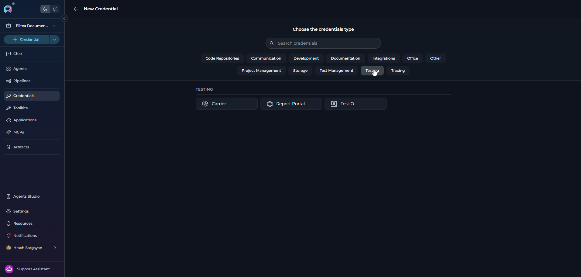 Report Portal Credential Setup
