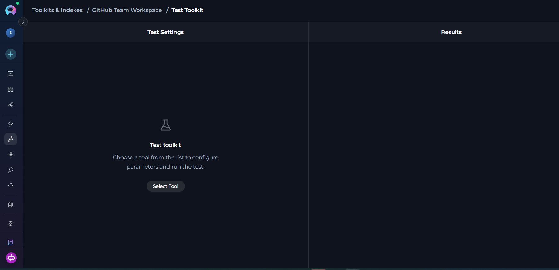 Test Settings Panel