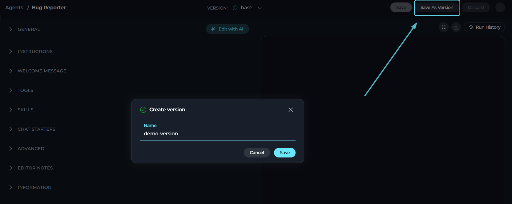 Creating a new version