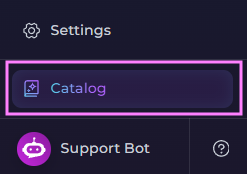 Finding the Catalog menu in the ELITEA sidebar.
