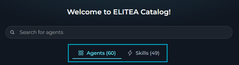 Number of published agents and skills in each tab.