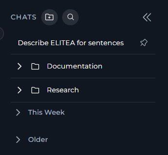 The CHATS sidebar with chats grouped into Today, Yesterday, This Week, and Older.