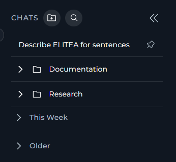 The CHATS sidebar with chats grouped into Today, Yesterday, This Week, and Older.