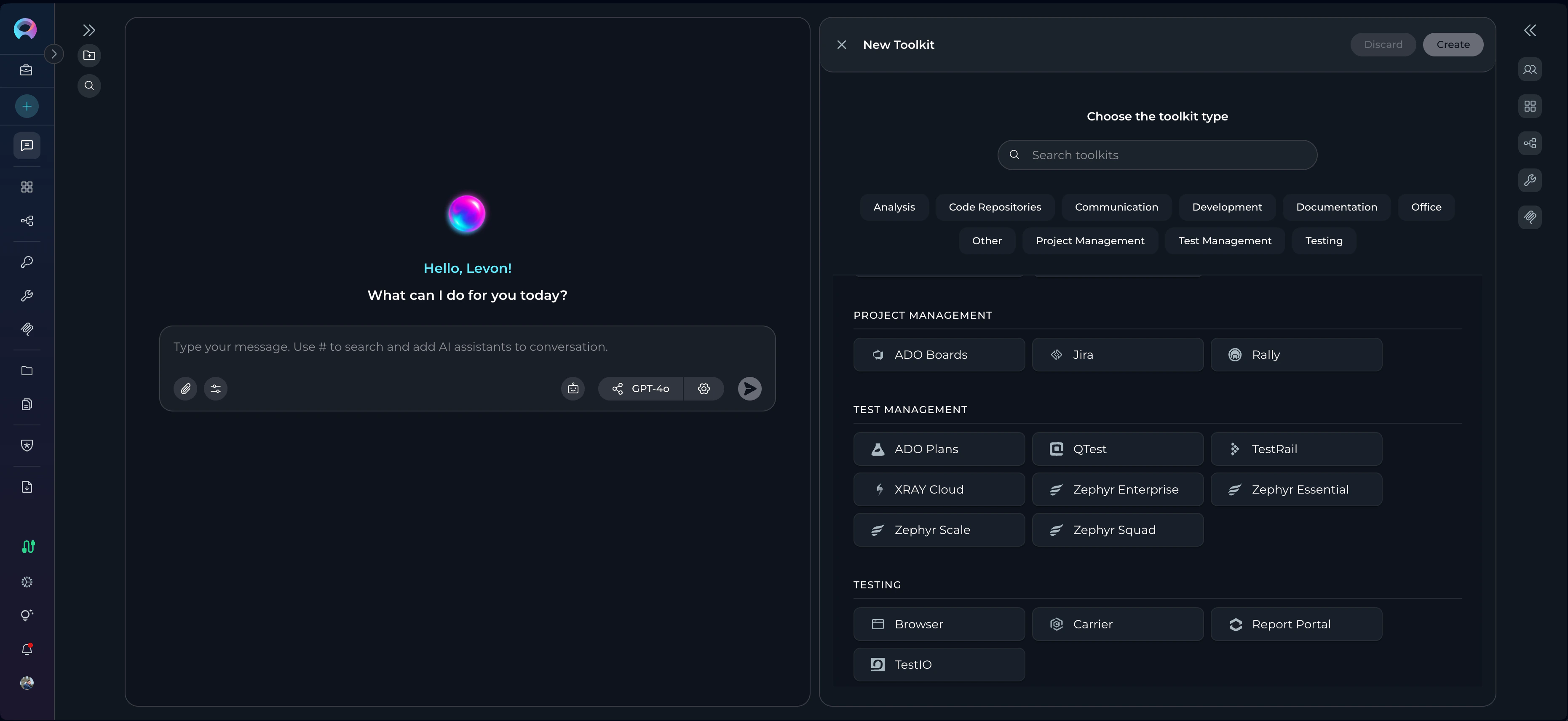 Create new toolkit button in Participants panel