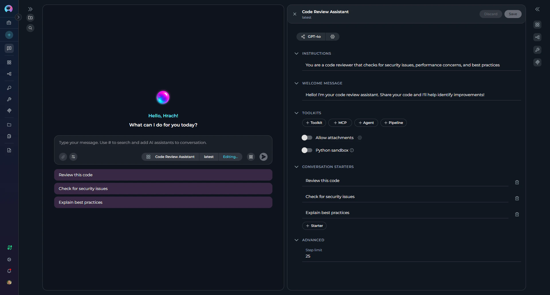 Edit icon appearing on hover in Participants panel
