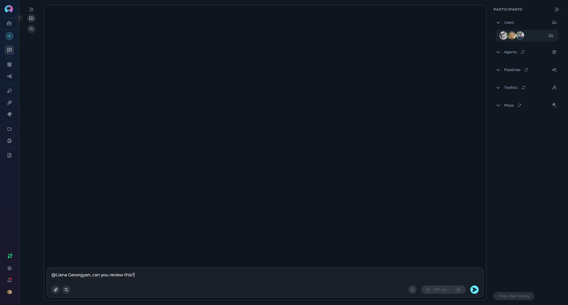 Mention suggestion showing available teammates