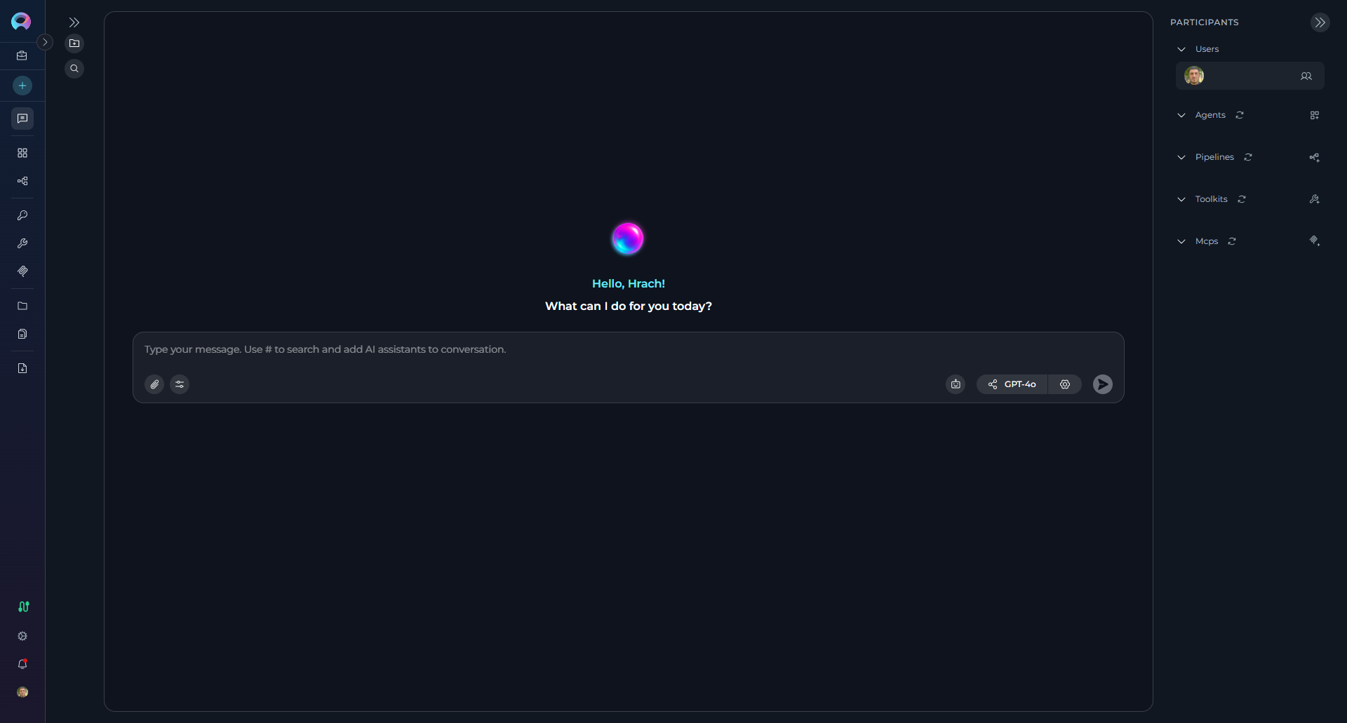 Participants panel showing collapsible sections