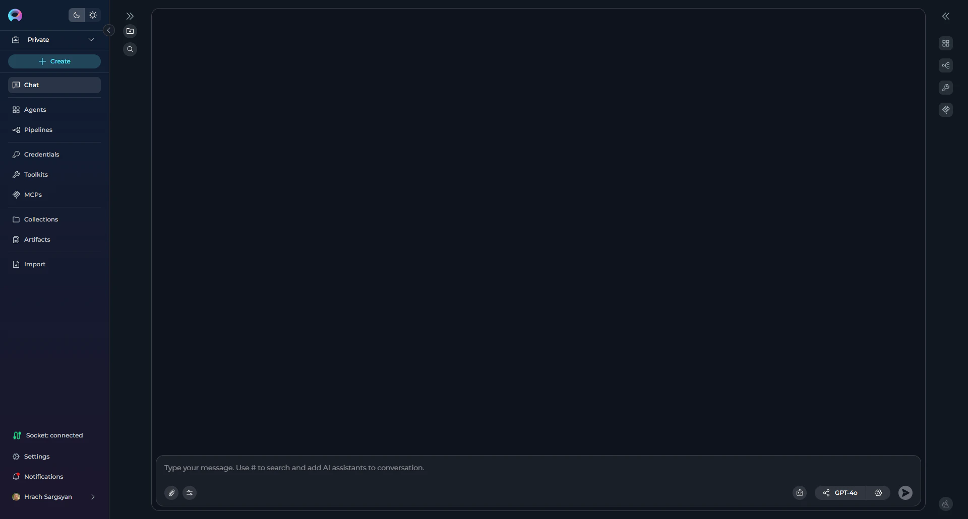 Sidebar navigation with menu icons highlighted