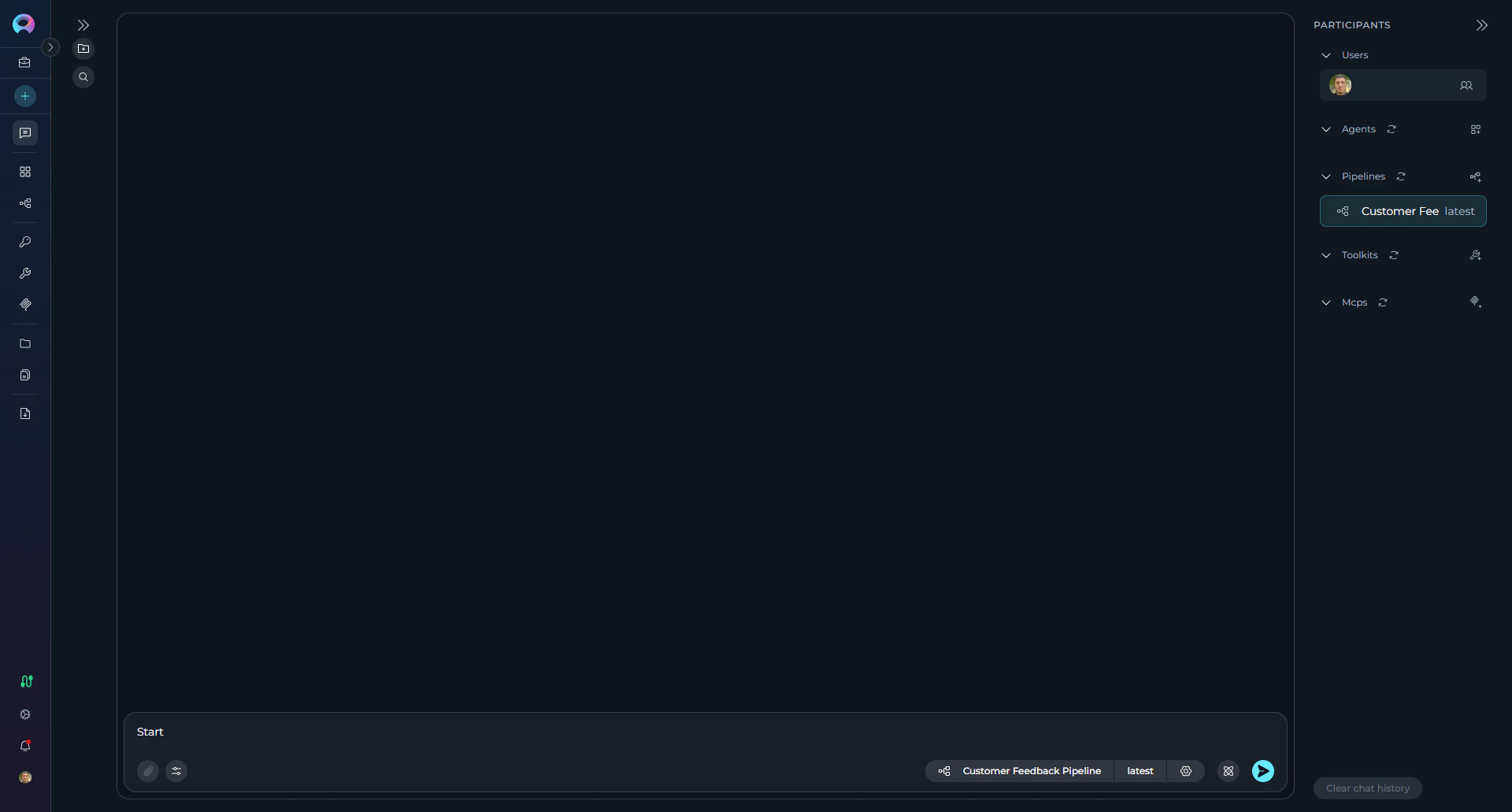 Pipeline execution showing step-by-step progress in chat