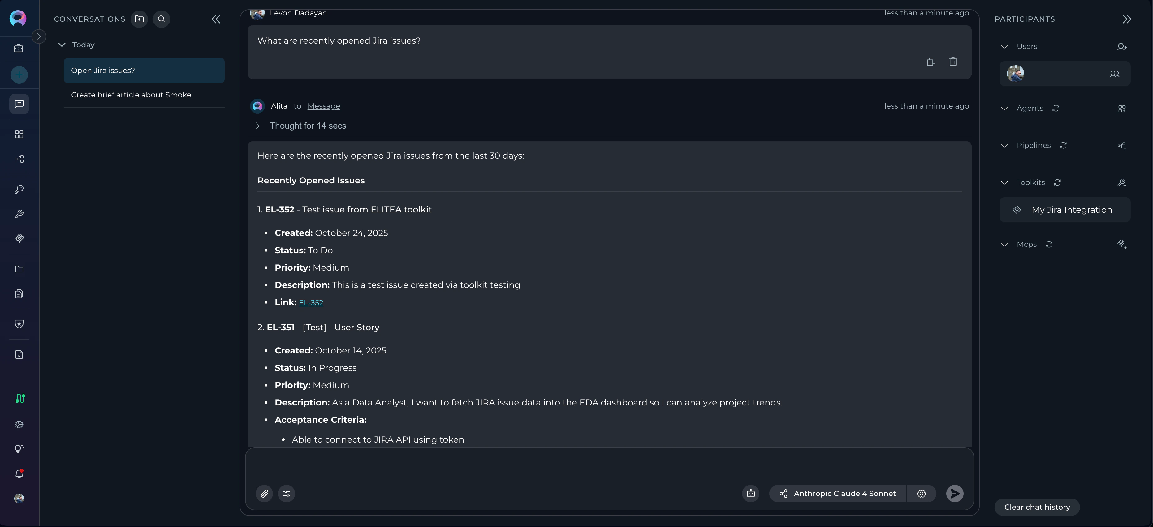 Toolkit in Participants panel being used automatically