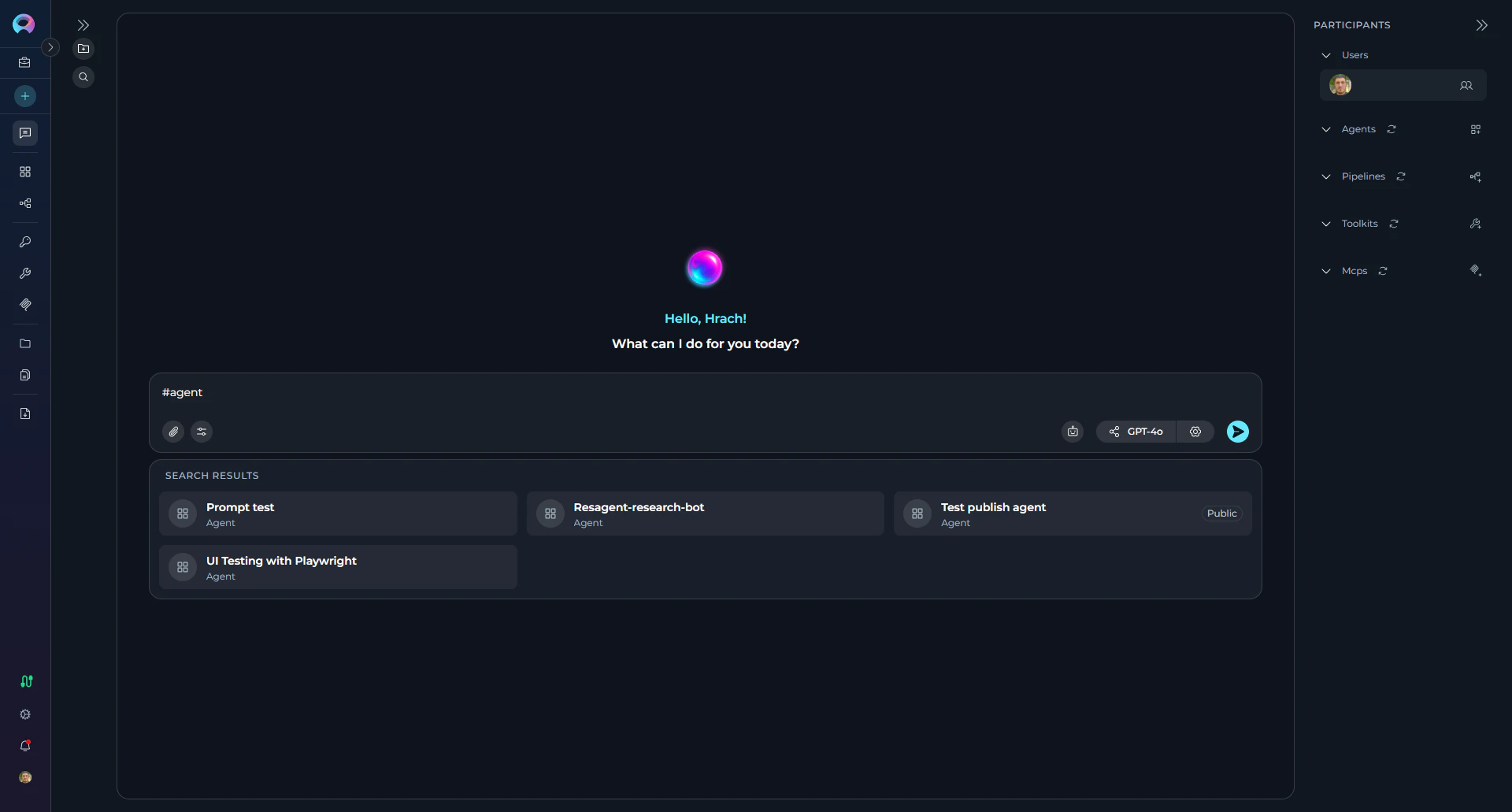 Agent examples in the assistant picker