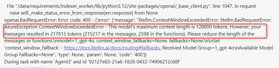Context length exceeded error