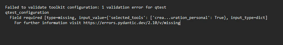 Toolkit validation error