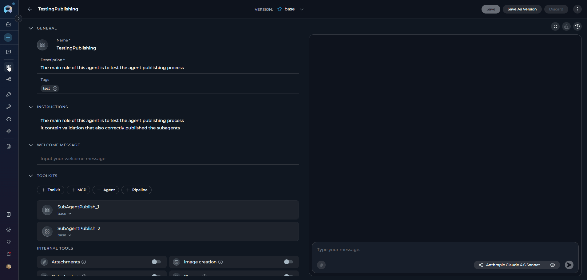 Opening the Publish wizard via the three-dot menu
