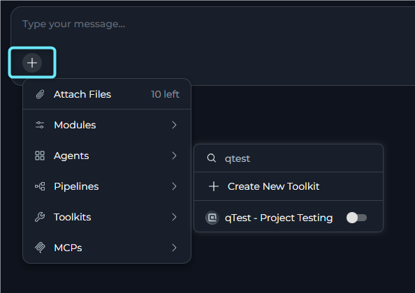 Add qTest toolkit to a chat conversation