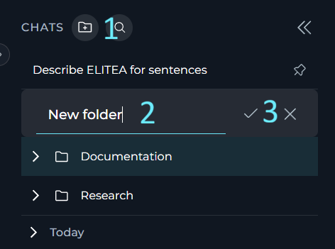 A newly created folder in the CHATS sidebar.