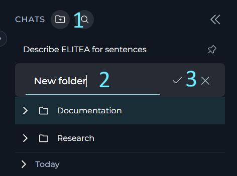 A newly created folder in the CHATS sidebar.