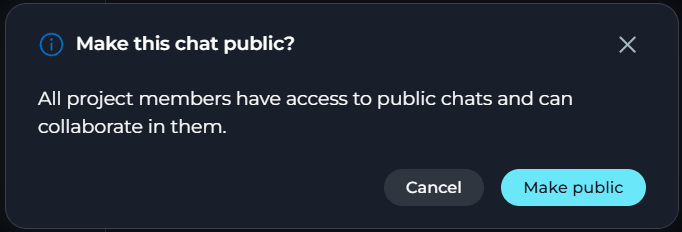 The confirmation dialog for making a chat public.