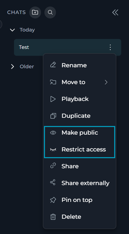 Private and public chat icons shown in the CHATS sidebar.