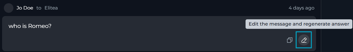 The Edit icon among the action icons below the latest user message.
