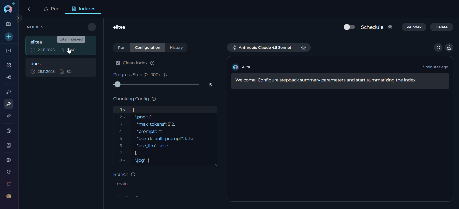 Stepback Summary Index Search