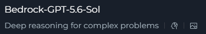 A model name in the selector with an image analysis or reasoning capability icon.