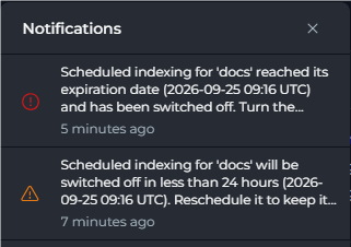 Notifications panel.