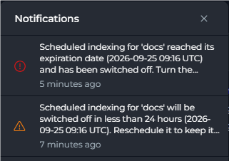 Notifications panel.