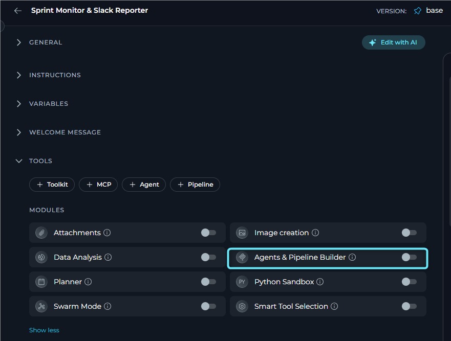 Agents & Pipeline Builder Access