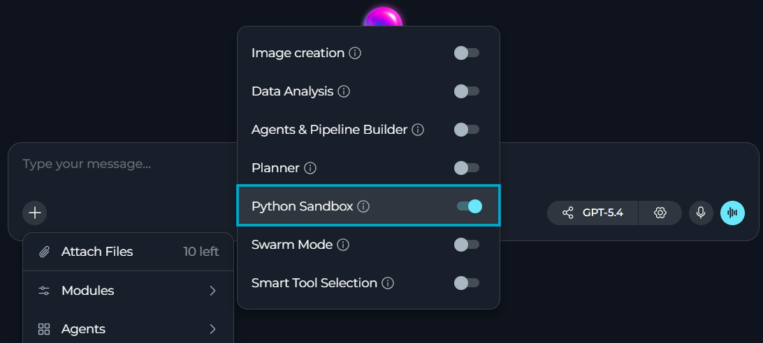 Enable Python sandbox in chat