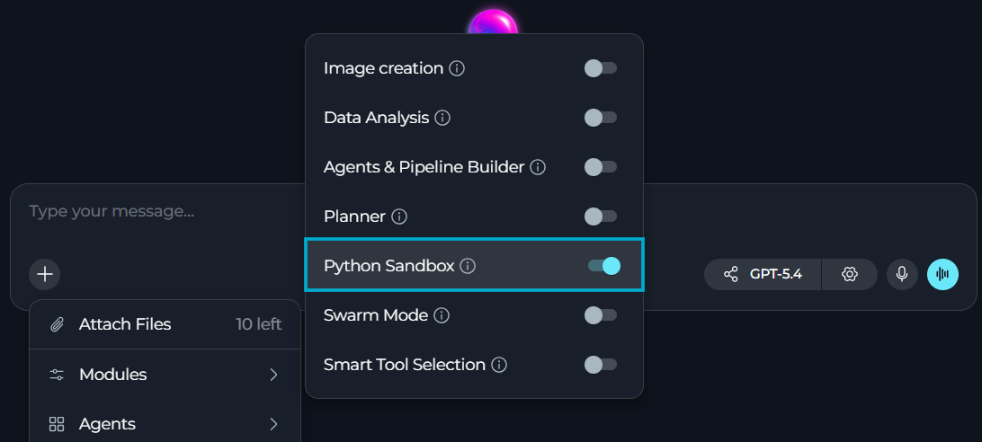 Enable Python sandbox in chat