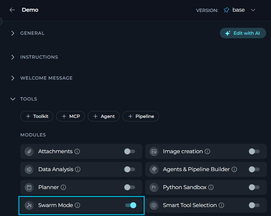 Enable Swarm Mode for agents