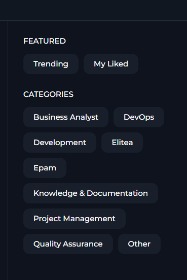 Catalog category filters panel on the right side of the page