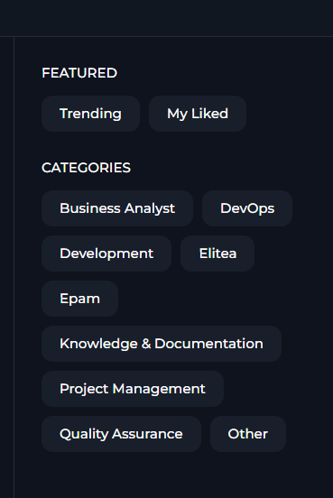 Catalog category filters panel on the right side of the page