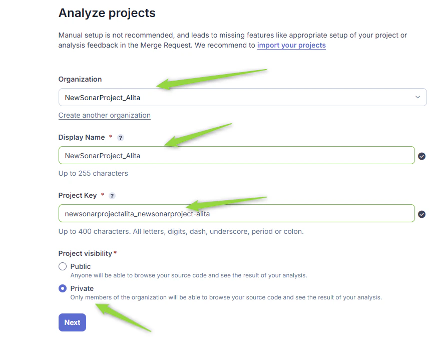 Sonar-CreateProjectManual