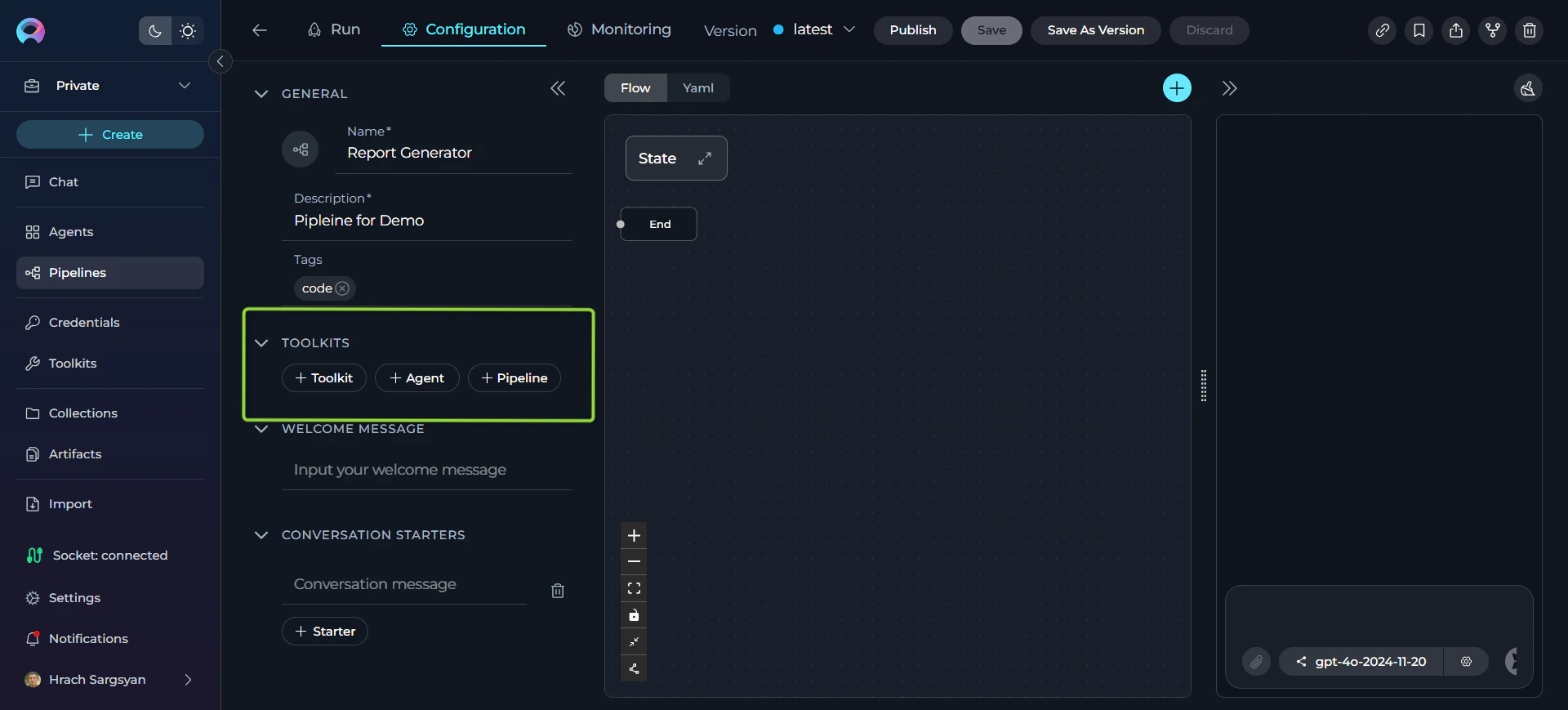 Pipeline Toolkits Configuration